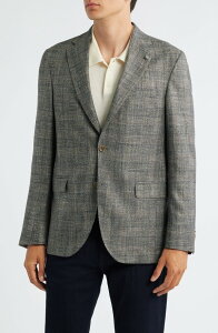 �W���b�N�r�N�^�[ �����Y �A�E�^�[ �W���P�b�g�E�u���]�� �E�[�� �R�[�g Jack Victor Midland Contemporary Fit Marled Plaid Wool Blend Sport Coat Grey �O���[