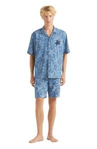 ���B���u���N�C�� �����Y �g�b�v�X �V���c �v�����g �f�j�� Vilebrequin Men'starfish Light Printedenim Bowling Shirt Bleach Denim W4 �f�j��