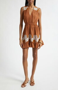 ���C�~�[ �u���b�N ���f�B�[�X �g�b�v�X �����s�[�X �t�����[�� �~�j �t�����[ Ramy Brook Mackenzie Floral Embroidery Detail Minidress Coffee �R�[�q�[