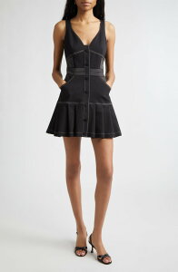 ���C�~�[ �u���b�N ���f�B�[�X �{�g���X �J�W���A���p���c �~�j�����s�[�X �~�j �R�b�g�� Ramy Brook Olana Topstitch Detail Cotton Blend Minidress Black �u���b�N
