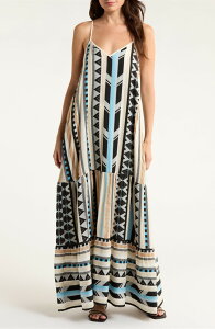 �G���� ���f�B�[�X �g�b�v�X �����s�[�X �e�B�A�[�h �R�b�g�� �h�J �}�L�V Elan Embroidered Tiered Cotton Blend Cover-Up Maxi Dress Neutral Aztec