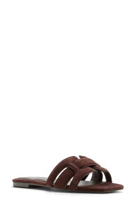 �A���h ���f�B�[�X �V���[�Y �T���_�� ALDO Elenaria Slide Sandal Dark Brown �u���E��