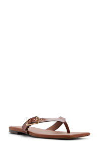 �A���h ���f�B�[�X �V���[�Y �T���_�� ALDO Leonnia Buckle Flip Flop Medium Brown �u���E��