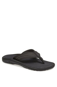 �I���J�C �����Y �V���[�Y �T���_�� OluKai Hokua Flip Flop Black/ Shadow Faux Leather �u���b�N