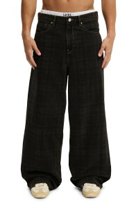 �R�b�g���I�� �����Y �{�g���X �f�j���p���c Cotton Men'super Baggy Jean Deceiver Overdye Check �`�F�b�N