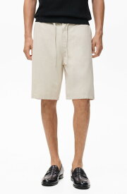 【送料無料】 マンゴ メンズ ハーフパンツ・ショーツ ボトムス Drawstring Cotton & Linen Bermuda Shorts Ecru