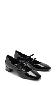 �}���S ���f�B�[�X �V���[�Y �p���v�X MANGO Mary Jane Flat Black �u���b�N