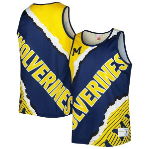 �~�b�`�F��&�l�X �����Y �g�b�v�X �V���c Men's Mitchell & Ness Navy/Maize Michigan Wolverines Jumbotron 2.0 Sublimated Tank Top Navy �l�C�r�[