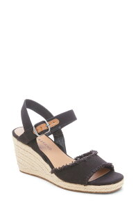���b�L�[�u�����h ���f�B�[�X �V���[�Y �T���_�� Lucky Brand Mindra Espadrille Wedge Sandal Black Fabric �u���b�N