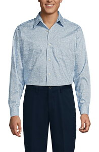 �����Y�G���h �����Y �g�b�v�X �V���c Lands' End Solid No Iron Supima Pinpoint Straight Collar Dresshirt Oasis Blue/White Ditsy �z���C�g