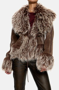 �W�F�[�f�b�h ���f�B�[�X �A�E�^�[ �W���P�b�g�E�u���]�� �R�[�g JADED LONDON Leonie Brown Faux Fur Trim Coat Brown �u���E��