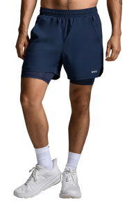 2XU �����Y �{�g���X �n�[�t�p���c�E�V���[�c ���b�V�� 2XU Aero Mesh 2-in-1 5 Inch Short Mdn/Srf