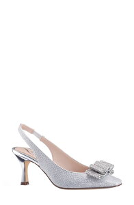 �j�i ���f�B�[�X �V���[�Y �q�[�� Nina Jolanda Slingback Pump Silver �V���o�[
