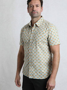 �E�B�A�[�h�t�B�b�V�� �����Y �g�b�v�X �V���c �v�����g Weird Fish Faraway Printed Shirt Caramel