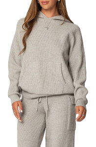 �A�f�B�N�e�b�h ���f�B�[�X �A�E�^�[ �p�[�J�[�E�X�E�F�b�g �Z�[�^�[ EDIKTED Wynter Oversize Sweater Hoodie Gray-Melange �O���[
