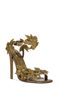 �A�U���A ���� ���f�B�[�X �V���[�Y �q�[�� �t�����[�� �T���_�� �A���N�� �t�����[ AZALEA WANG Romi Floral Ankle Strap Sandal Bronze