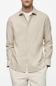 �}���S �����Y �g�b�v�X �V���c �X�����t�B�b�g �R�b�g�� MANGO Slim Fit Cotton Button-Up Shirt Light Pastel