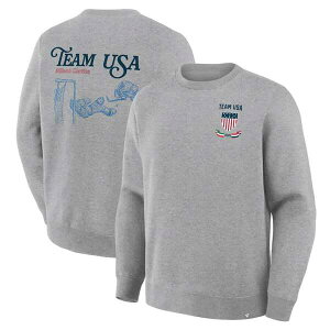 �t�@�i�e�B�N�X �����Y �A�E�^�[ �p�[�J�[�E�X�E�F�b�g �V���c �t���[�X Men's Fanatics Heather Gray Team USA Milano Cortina 2026 Winter Olympics Hockey Legacy Fleece Sweatshirt Heather Gray �O���[