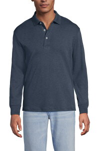 �����Y�G���h �����Y �g�b�v�X �|���V���c �R�b�g�� Lands' End Long Sleeve Cotton Supima Polo Shirt Dusk Indigo Heather �w�U�[