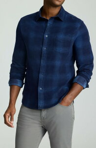 �A���^�b�N�C�b�g �����Y �g�b�v�X �V���c �R�[�f�����C �R�b�g�� UNTUCKit Winfield Ombr Check Cotton Corduroy Button-Up Shirt Navy �l�C�r�[