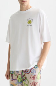 �X�R�b�`�A���h�\�[�_ �����Y �g�b�v�X T�V���c �R�b�g�� �O���t�B�b�N Scotch & Soda Loose Fit Cotton Graphic T-Shirt Bright White �z���C�g