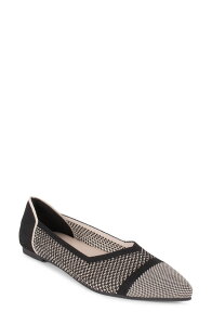 �^�n�� ���f�B�[�X �V���[�Y �p���v�X �j�b�g Tahari Antigua Knit Pointed Toe Flat Black �u���b�N