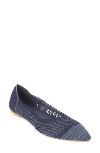 �^�n�� ���f�B�[�X �V���[�Y �p���v�X �j�b�g Tahari Antigua Knit Pointed Toe Flat Denim �f�j��