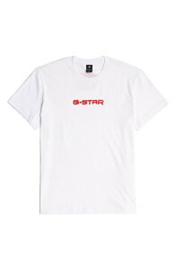 �W�[�X�^�[ �����Y �g�b�v�X T�V���c �v�����g �R�b�g�� G-STAR Gel Print Organicotton T-Shirt White �z���C�g