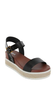 �~�A ���f�B�[�X �V���[�Y �T���_�� �v���b�g�t�H�[�� MIA Kiera Espadrille Platform Sandal Black �u���b�N