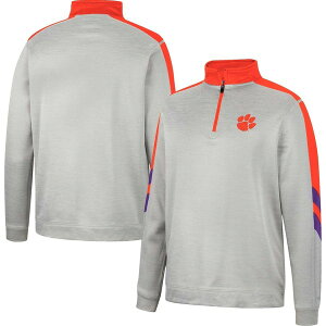 �R���V�A�� �����Y �A�E�^�[ �W���P�b�g�E�u���]�� �t���[�X Men's Colosseum Gray/Orange Clemson Tigers Bushwood Fleece Quarter-Zip Jacket Gray �O���[