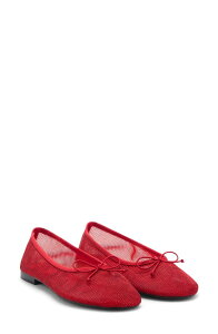�}���S ���f�B�[�X �V���[�Y �p���v�X ���b�V�� MANGO Mesh Ballerina Flat Red ���b�h