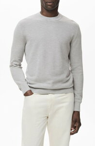 �}���S �����Y �A�E�^�[ �p�[�J�[�E�X�E�F�b�g �N���[�l�b�N �Z�[�^�[ MANGO Crewneck Piqu Sweater Medium Heather Grey �O���[