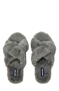 �����Y�G���h ���f�B�[�X �V���[�Y �T���_�� Lands' End Fluffy Slide House Slippers Dark Gray �O���[