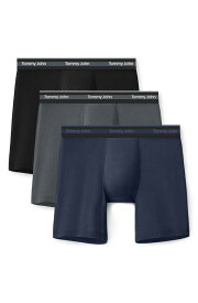 トミージョン メンズ アンダーウェア ボクサーパンツ Tommy John 3-Pack Comfort Micro 6-Inch Boxer Briefs Black Turbulence Dress Blues ブラック