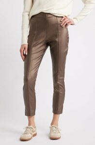 �q���[ ���f�B�[�X �{�g���X �J�W���A���p���c �n�C�E�G�X�g �R�[�g Hue Coated High Waist Cigarette Pants Bronze