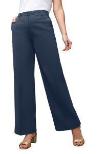 �W�F�V�J�����h�� ���f�B�[�X �{�g���X ���M���X �R�b�g�� Jessica London Stretch Cotton Chino Wide-Leg Trouser Navy �l�C�r�[