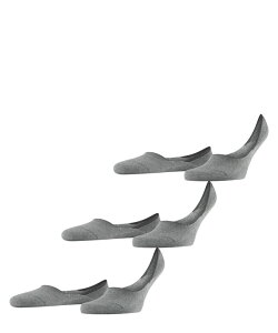 �t�@���P �����Y �A���_�[�E�F�A �C�� �R�b�g�� Falke Step Cotton 3-Pack No Show Socks Light Grey Melange �O���[