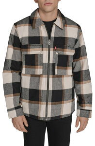 ���[�o�C�X �����Y �A�E�^�[ �W���P�b�g�E�u���]�� �V���c �R�b�g�� Levi's Insulated Plaid Cotton Flannel Zip-Up Shirt Jacket Black/ Caramel �u���b�N