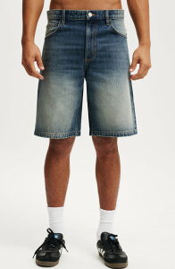 �R�b�g���I�� �����Y �{�g���X �f�j���p���c Cotton Men's Baggy Denim Short Static Blue �u���[