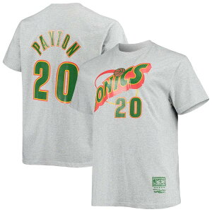 �~�b�`�F��&�l�X �����Y �g�b�v�X T�V���c �g�[�� Men's Mitchell & Ness Gary Payton Heathered Gray Seattle SuperSonics Big & Tall Hardwood Classics Name & Number T-Shirt Heather Gray �O���[