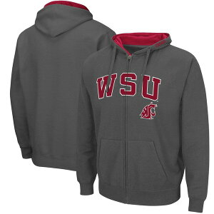 �R���V�A�� �����Y �A�E�^�[ �p�[�J�[�E�X�E�F�b�g ���S Men's Colosseum Charcoal Washington State Cougars Arch & Logo 3.0 Full-Zip Hoodie Charcoal �`���R�[��