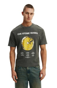 �R�b�g���I�� �����Y �g�b�v�X T�V���c �N���b�v�h Cotton Men's Cropped Fit Music T-Shirt Faded Slate The Stone �X���[�g