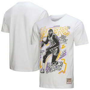 �~�b�`�F��&�l�X �����Y �g�b�v�X T�V���c Men's Mitchell & Ness Magic Johnson White Los Angeles Lakers Hardwood Classics Chalked Up T-Shirt White �z���C�g