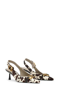 �I�[���Z�C���c ���f�B�[�X �V���[�Y �q�[�� AllSaints Hera Pointed Toe Slingback Pump Cow Print
