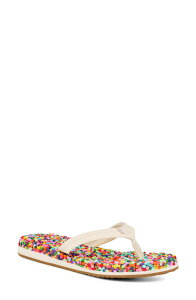 �T�k�[�N ���f�B�[�X �V���[�Y �T���_�� Sanuk Bubblecush Flip Flop Rainbow Confetti