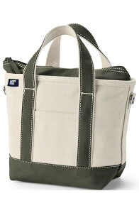 �����Y�G���h ���f�B�[�X �o�b�O Lands' End Zip Top Canvas Tote Bag Natural/Dark Olive Green �O���[��