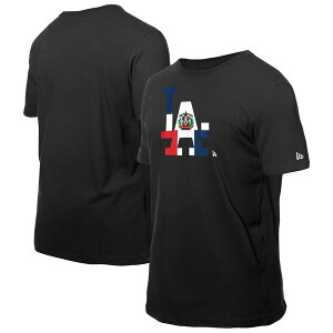 �j���[�G�� �����Y �g�b�v�X T�V���c �~�j ���S Men's New Era Black Los Angeles Dodgers Dominican Republic Flag Logo T-Shirt Black �u���b�N
