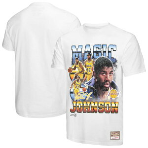 �~�b�`�F��&�l�X �����Y �g�b�v�X T�V���c Men's Mitchell & Ness Magic Johnson White Los Angeles Lakers Commemorative Collage T-Shirt White �z���C�g