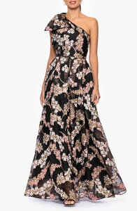 �x�b�c�B�A���h�A�_�� ���f�B�[�X �g�b�v�X �����s�[�X �t�����[�� �t�����[ Betsy & Adam Floral Organza Brocade Ballgown Black/ Rose/ Gold �u���b�N