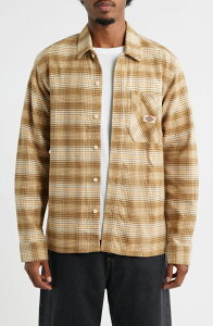 �f�B�b�L�[�Y �����Y �g�b�v�X �V���c Dickies Forest Check Flannel Button-Up Shirt Wood Ash �A�b�V��
